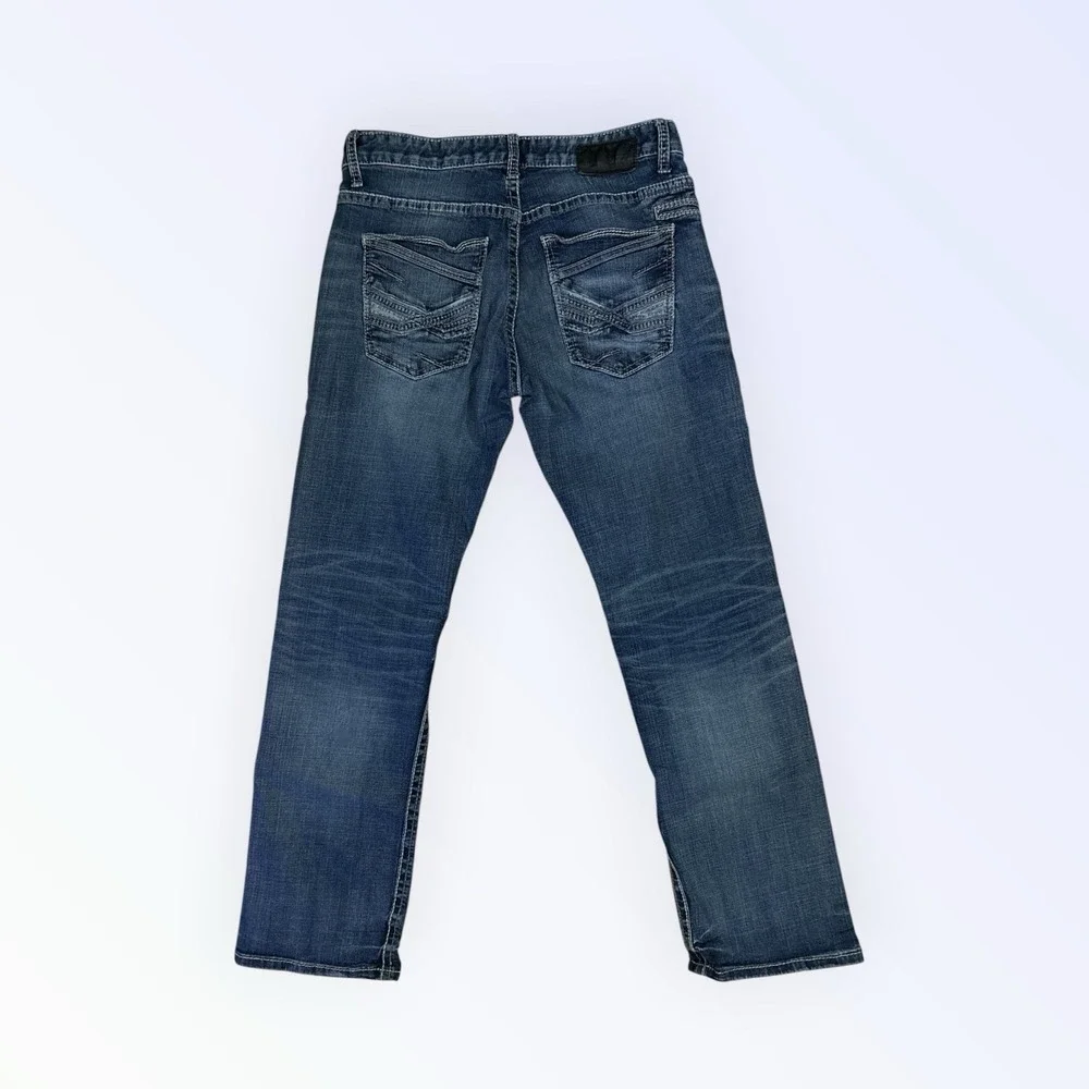 Buckle Bke Jeans men's 33x31 Blue Denim Carter Boot bootcut Distressed Y2k
